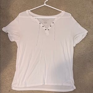 white american eagle tie up shirt